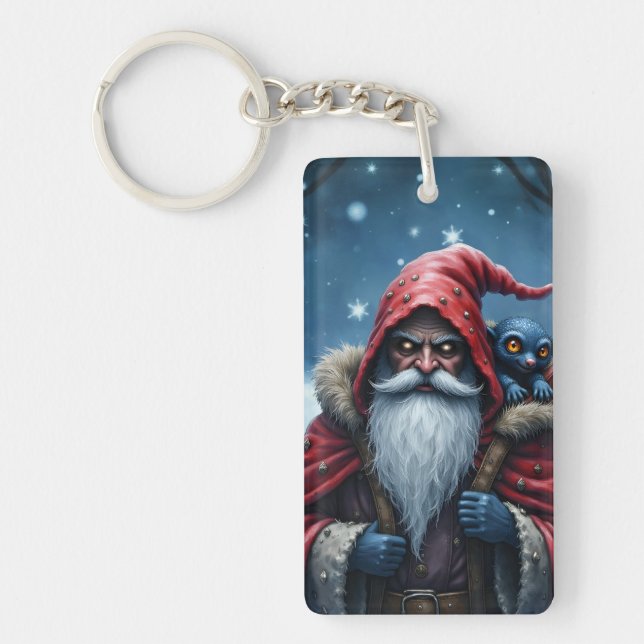Frostbite Santa & His Mischief Elf. Key Ring (Front)
