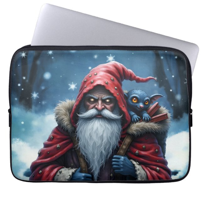 Frostbite Santa & His Mischief Elf. Laptop Sleeve (Front)