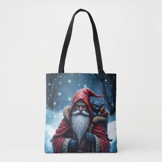 Frostbite Santa & His Mischief Elf. Tote Bag (Front)