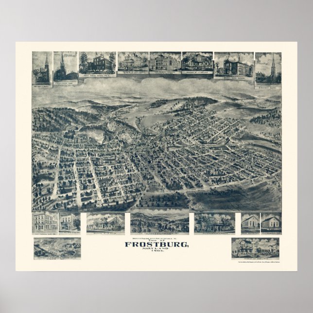 Frostburg, MD Panoramic Map - 1905 Poster (Front)