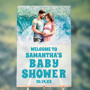 Frosted Acrylic Beach Baby Shower Welcome Sign