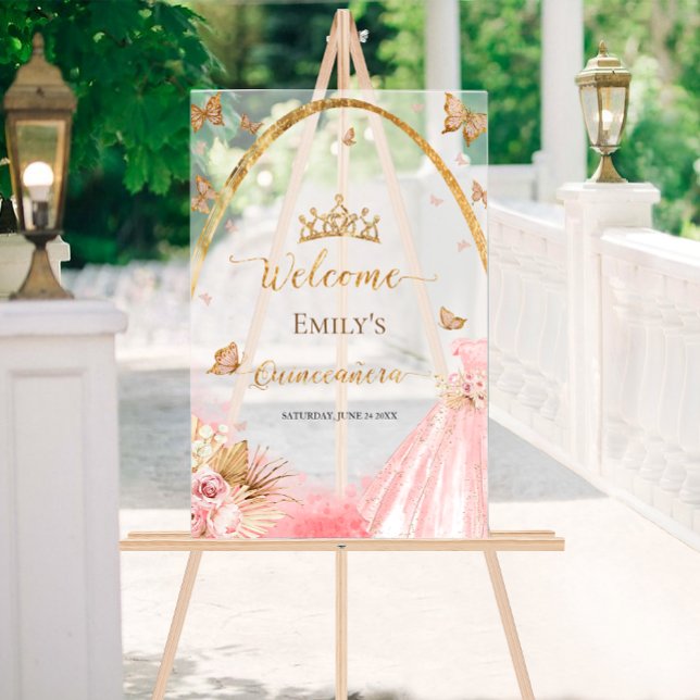 Frosted Acrylic Quinceanera Welcome Sign | Gown (Creator Uploaded)