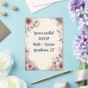 Frosted Acrylic Watercolor Floral Wedding Invite Invitations