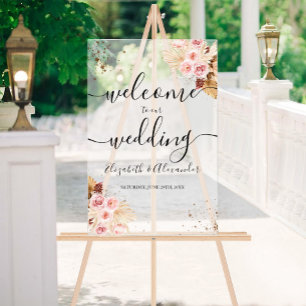 Frosted Acrylic Wedding Welcome Sign Boho