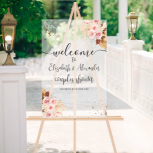 Frosted Acrylic Welcome Sign Boho Couples Shower