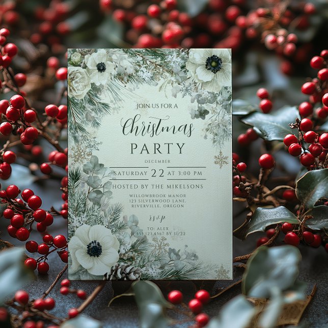 Frosted Anemone Winter Christmas Invitation (Creator Uploaded)