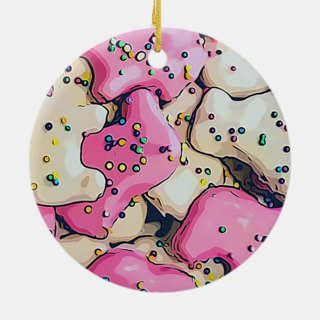 Frosted Animal Cookie Pattern Ceramic Ornament (Back)