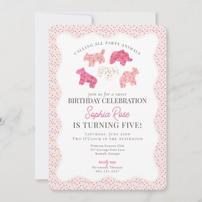 Frosted Animal Cookies Sweet Birthday Party Invitation (Front)