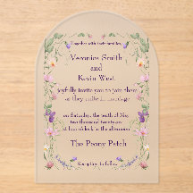 Frosted Arch Wildflower Acrylic Wedding Invitation