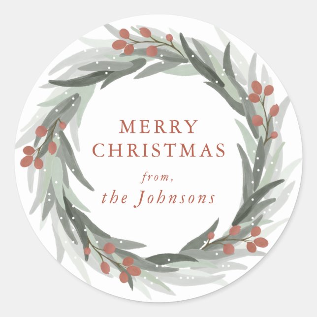 Frosted Berries Christmas Sticker (Front)