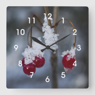 Frosted Berries Square Wall Clock