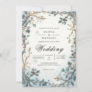 Frosted Berry Arch Winter Wedding Invitation