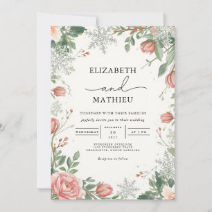 Frosted Berry Winter Floral Wedding Invitation