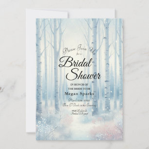 Frosted Blue Birch Forest Bridal Shower Invitation