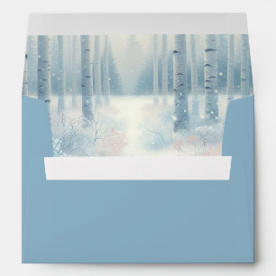 Frosted Blue Birch Forest Wedding Envelope