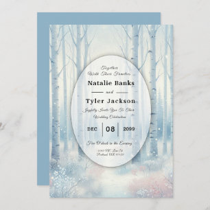 Frosted Blue Birch Forest Wedding Invitation