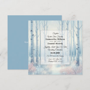 Frosted Blue Birch Forest Wedding Invitation