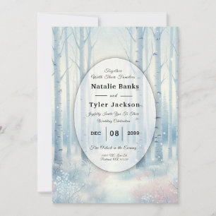 Frosted Blue Birch Forest Wedding Invitation