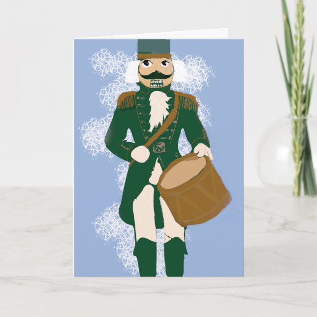 Frosted Blue Nutcracker Folded Greeting Card (Front)