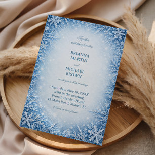 Frosted Blue Snowflake Winter Wonderland Invitation