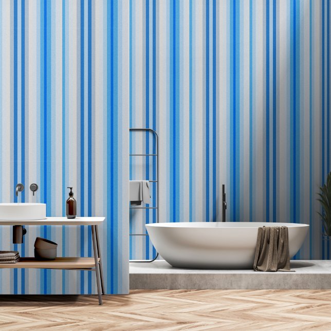 Frosted Blue Stripe  Wallpaper (Bathroom)