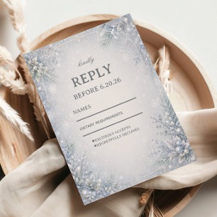 Frosted Blue Winter Botanical Elegance RSVP Card