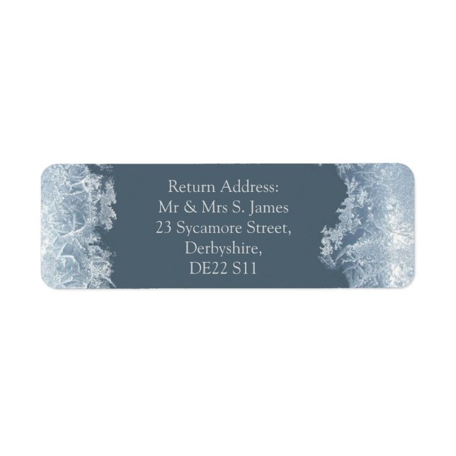 Frosted Blue Winter Wedding Custom Return Address Label (Front)
