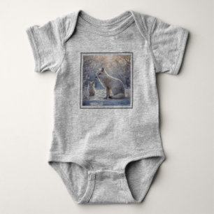 "Frosted Bonds: The Arctic Fox and Her Cub" Baby Bodysuit