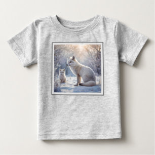 "Frosted Bonds: The Arctic Fox and Her Cub" Baby T-Shirt