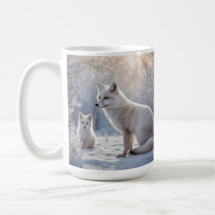 "Frosted Bonds: The Arctic Fox and Her Cub" Coffee Mug