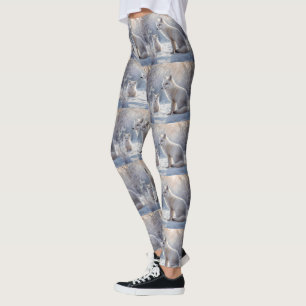 "Frosted Bonds: The Arctic Fox and Her Cub" Leggings