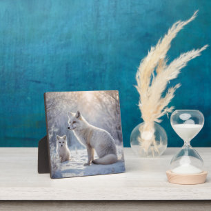 "Frosted Bonds: The Arctic Fox and Her Cub" Plaque