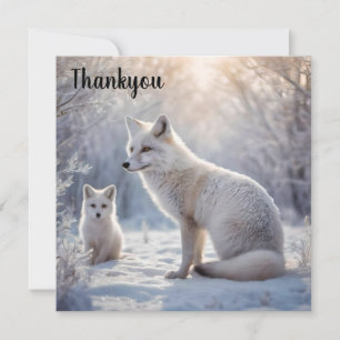 "Frosted Bonds: The Arctic Fox and Her Cub" Thank You Card