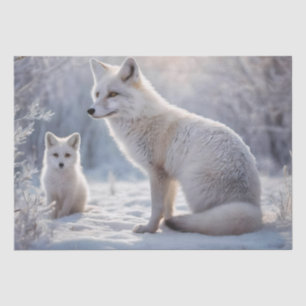 "Frosted Bonds: The Arctic Fox and Her Cub" Tissue Paper