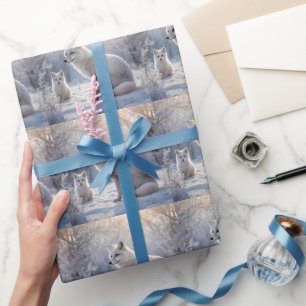 "Frosted Bonds: The Arctic Fox and Her Cub" Wrapping Paper
