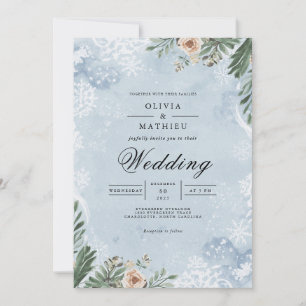 Frosted Botanical Winter Wedding Invitation