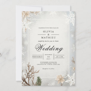 Frosted Branch Winter Wedding Invitation