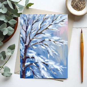 Frosted Branches   Winter Snow Tree Painting Postcard