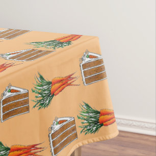Frosted Carrot Cake Slice Bunch of Orange Carrots Tablecloth