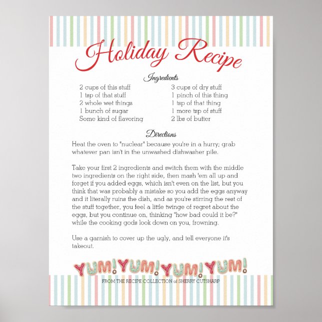 Frosted Chrismas cookies personalised recipe paper Poster (Front)