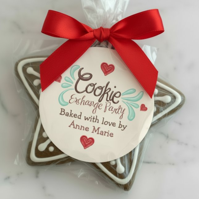 Frosted Christmas Cookie Exchange  Classic Round Sticker (Frosted Christmas Cookie Exchange Classic Round Sticker.)