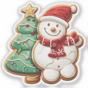 Frosted Christmas Tree and Snowman Cookies