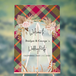 frosted colourful scottish autumn wedding welcome  acrylic sign