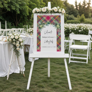 frosted colourful scottish autumn wedding welcome  acrylic sign