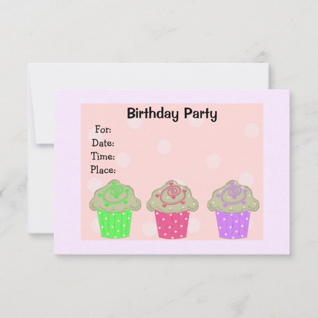 Frosted Cupcake Birthday Party Invitation (Front)