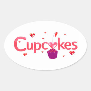 Frosted Cupcake Sign Oval Sticker