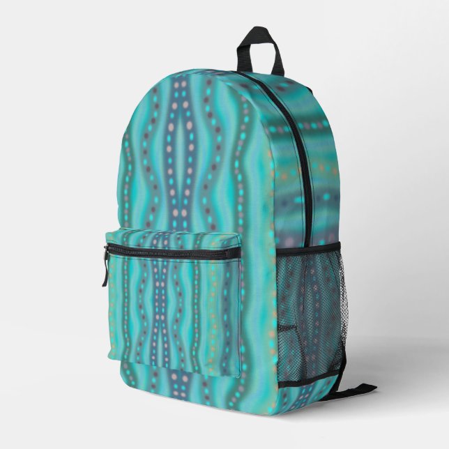 Frosted Dichroic Beach Glass Abstract Pattern Printed Backpack (Back Corner Right)