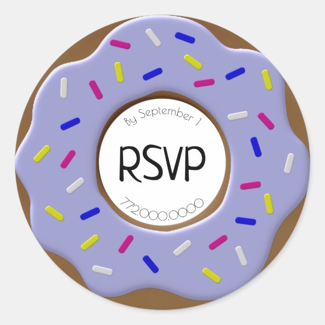 Frosted Doughnut Sprinkles RSVP Blue Envelope Seal (Front)