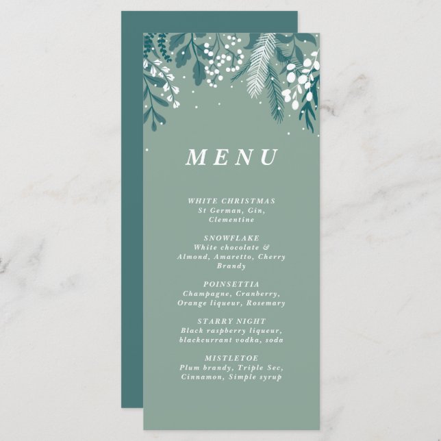 Frosted Eucalyptus Christmas Cocktail menu  (Front/Back)