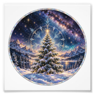 Frosted Evergreen Beneath the Milky Way Photo Print